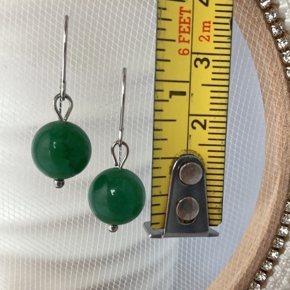 GREEN Aventurine Stainless Steel Drop Earrings - Picture 5 of 11